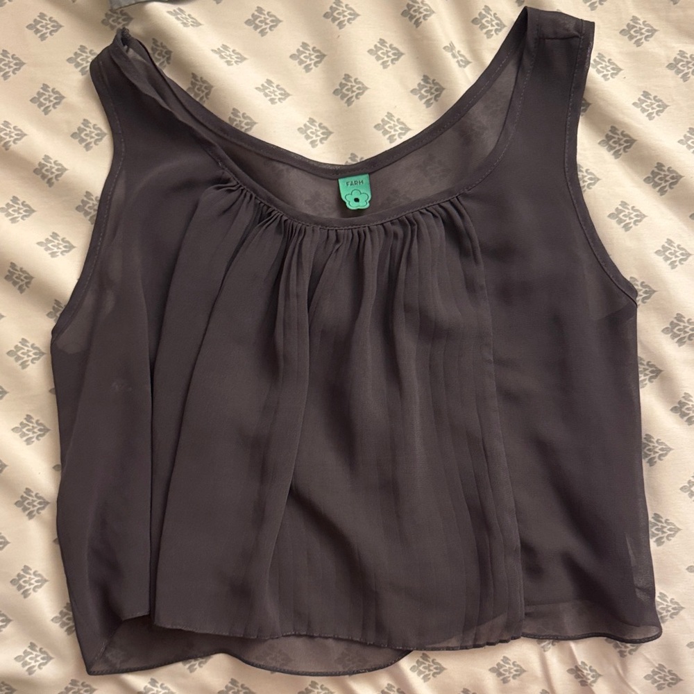 FARM RIO Elegant Gray Sleeveless Top